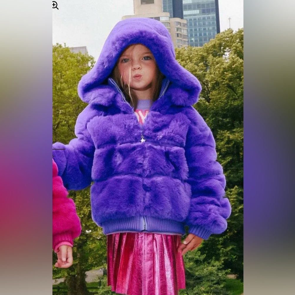 Lola + The Boys Plush Purple Magic Faux Fur Jacket Size 10